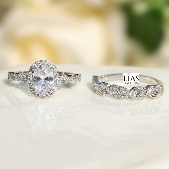 New 18k white gold wedding ring set - Picture 2 of 6